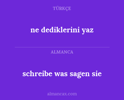 ne dediklerini yaz - schreibe was sagen sie