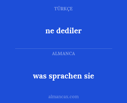 ne dediler - was sprachen sie