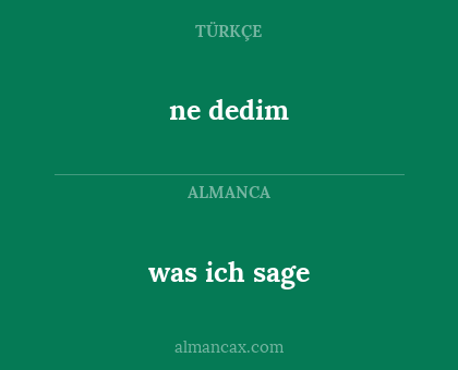 was ich sage - ne dedim