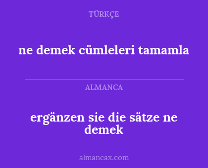 ergänzen sie die sätze ne demek - ne demek cümleleri tamamla