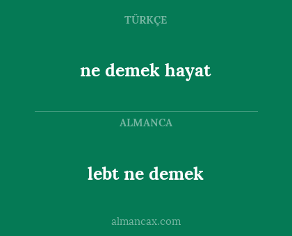 lebt ne demek - ne demek hayat