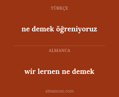wir lernen ne demek - ne demek öğreniyoruz
