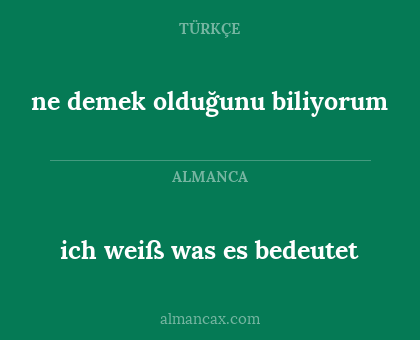 ich weiß was es bedeutet - ne demek olduğunu biliyorum