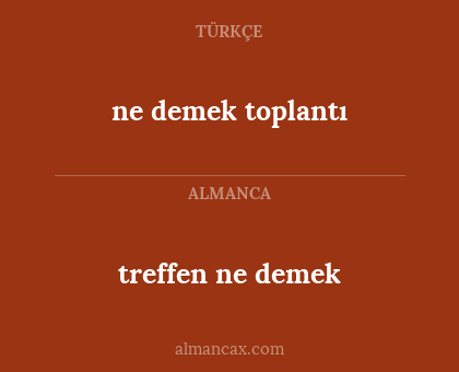 treffen ne demek - ne demek toplantı