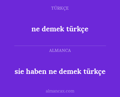 sie haben ne demek türkçe - ne demek türkçe
