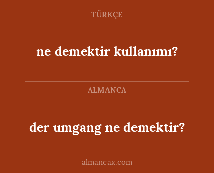 ne demektir kullanımı? - der umgang ne demektir?