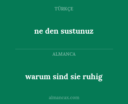warum sind sie ruhig - ne den sustunuz