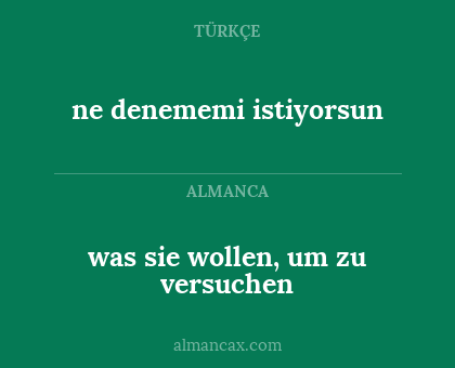 was sie wollen, um zu versuchen - ne denememi istiyorsun