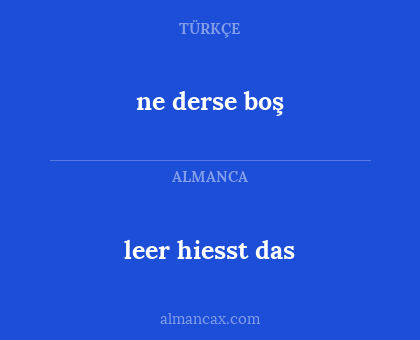 leer hiesst das - ne derse boş