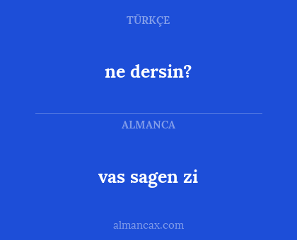 ne dersin? - vas sagen zi