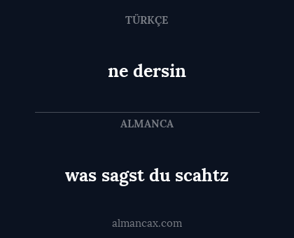 ne dersin - was sagst du scahtz