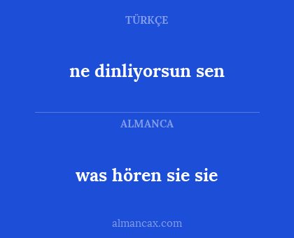 was hören sie sie - ne dinliyorsun sen