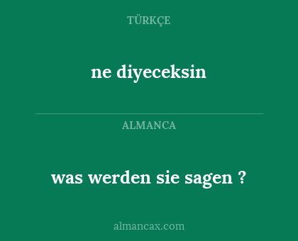 was werden sie sagen ? - ne diyeceksin