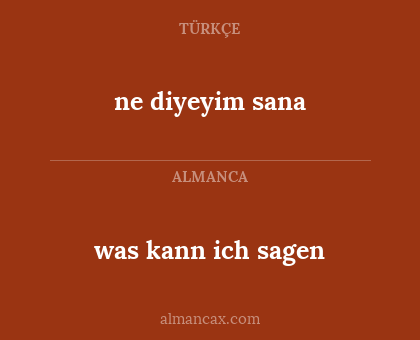 was kann ich sagen - ne diyeyim sana