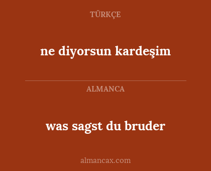 ne diyorsun kardeşim - was sagst du bruder