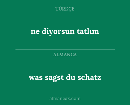 ne diyorsun tatlım - was sagst du schatz