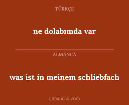 ne dolabımda var - was ist in meinem schliebfach