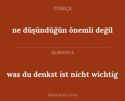 was du denkst ist nicht wichtig - ne düşündüğün önemli değil