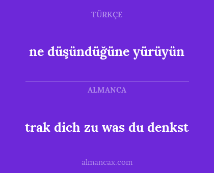 ne düşündüğüne yürüyün - trak dich zu was du denkst