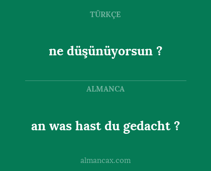 ne düşünüyorsun ? - an was hast du gedacht ?