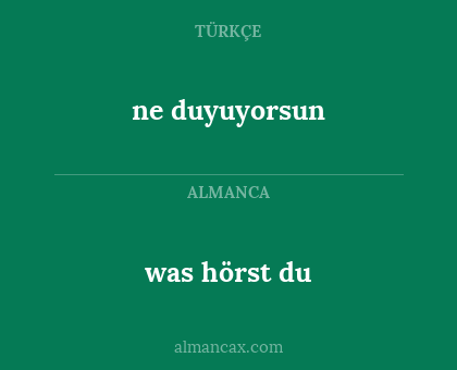 ne duyuyorsun - was hörst du