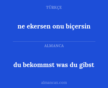 ne ekersen onu biçersin - du bekommst was du gibst