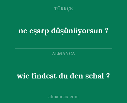 ne eşarp düşünüyorsun
? - wie findest du den schal
?