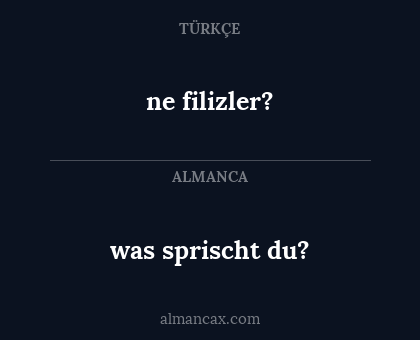 was sprischt du? - ne filizler?
