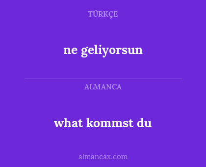 ne geliyorsun - what kommst du