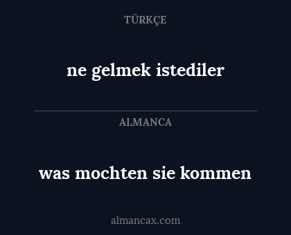 ne gelmek istediler - was mochten sie kommen