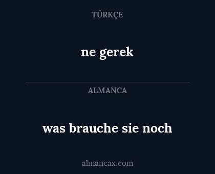 ne gerek - was brauche sie noch