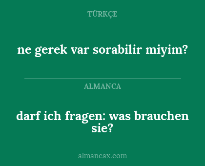 ne gerek var sorabilir miyim? - darf ich fragen: was brauchen sie?