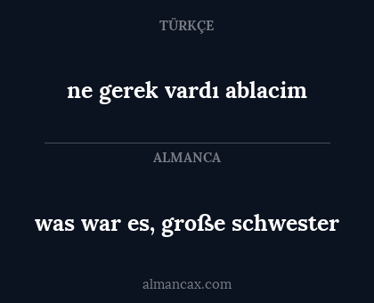 ne gerek vardı ablacim - was war es, große schwester