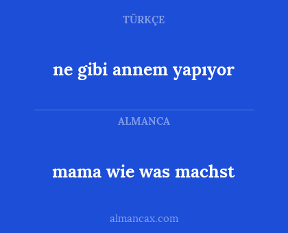 ne gibi annem yapıyor - mama wie was machst