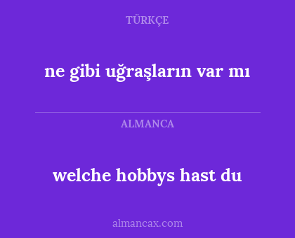 ne gibi uğraşların var mı - welche hobbys hast du
