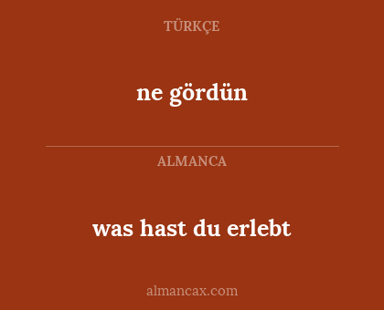 was hast du erlebt - ne gördün