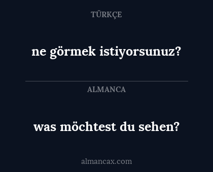 was möchtest du sehen? - ne görmek istiyorsunuz?