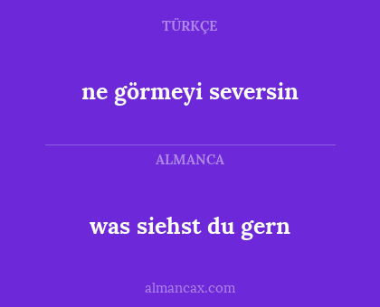was siehst du gern - ne görmeyi seversin
