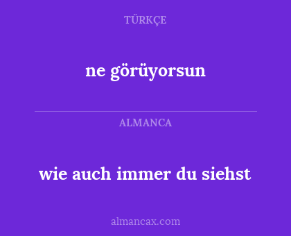 ne görüyorsun - wie auch immer du siehst