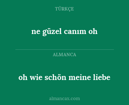 ne güzel canım oh - oh wie schön meine liebe
