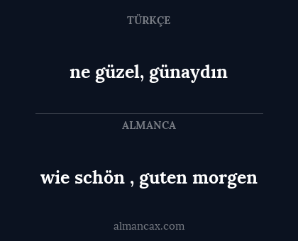 wie schön , guten morgen - ne güzel, günaydın