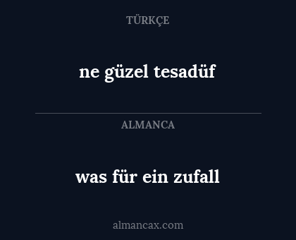 was für ein zufall - ne güzel tesadüf