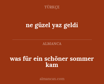 ne güzel yaz geldi - was für ein schöner sommer kam