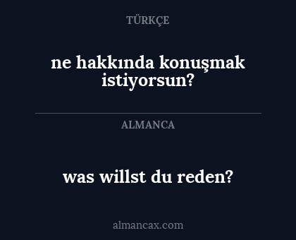 was willst du reden? - ne hakkında konuşmak istiyorsun?