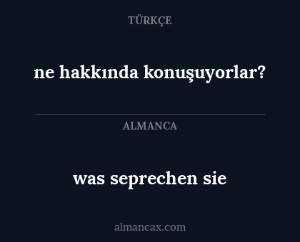 was seprechen sie - ne hakkında konuşuyorlar?