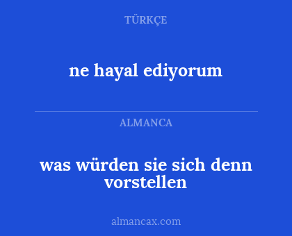 ne hayal ediyorum - was würden sie sich denn vorstellen