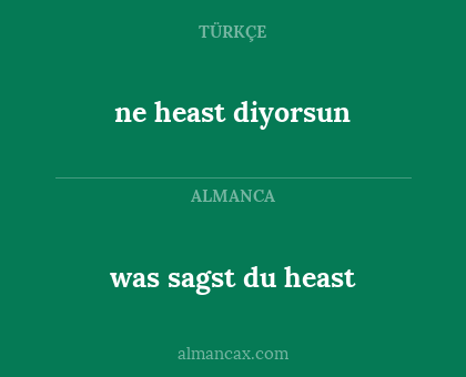 ne heast diyorsun - was sagst du heast