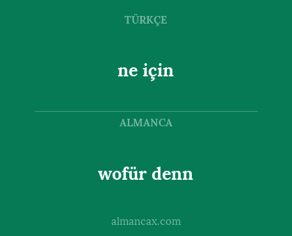 ne için - wofür denn