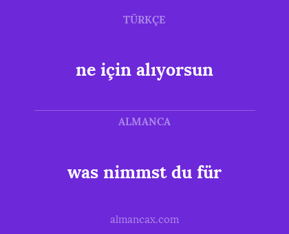 ne için alıyorsun - was nimmst du für