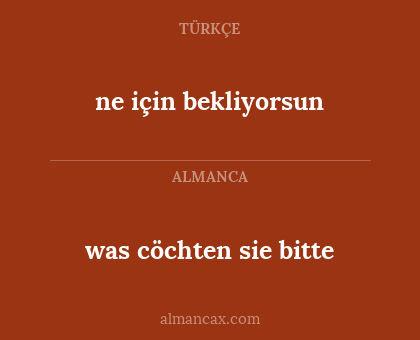 ne için bekliyorsun - was cöchten sie bitte